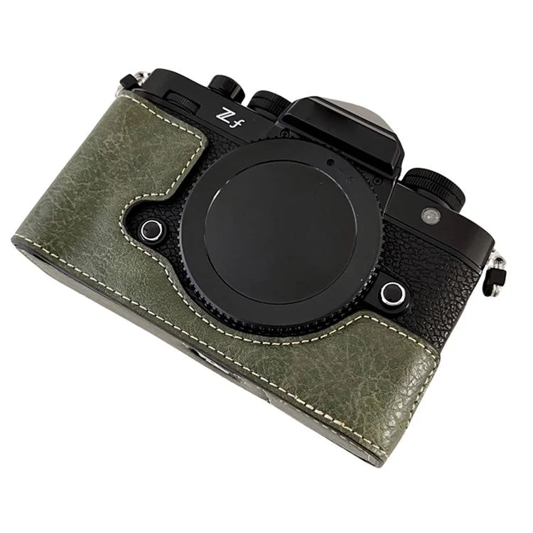 Camera Cover for Nikon Zf Half Body Buffalo Texture PU Leather Bottom Case