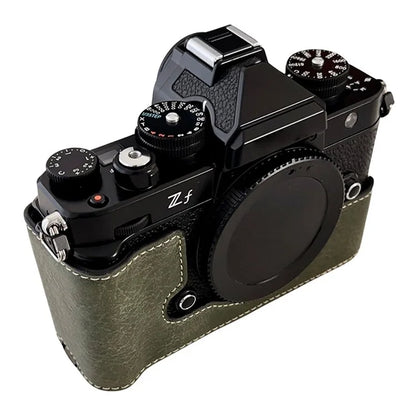 Camera Cover for Nikon Zf Half Body Buffalo Texture PU Leather Bottom Case