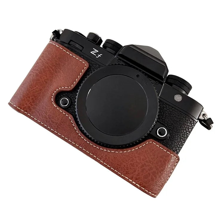 Camera Cover for Nikon Zf Half Body Buffalo Texture PU Leather Bottom Case