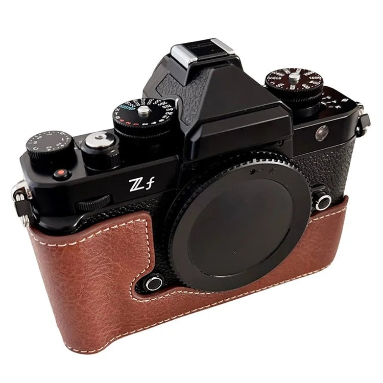 Camera Cover for Nikon Zf Half Body Buffalo Texture PU Leather Bottom Case