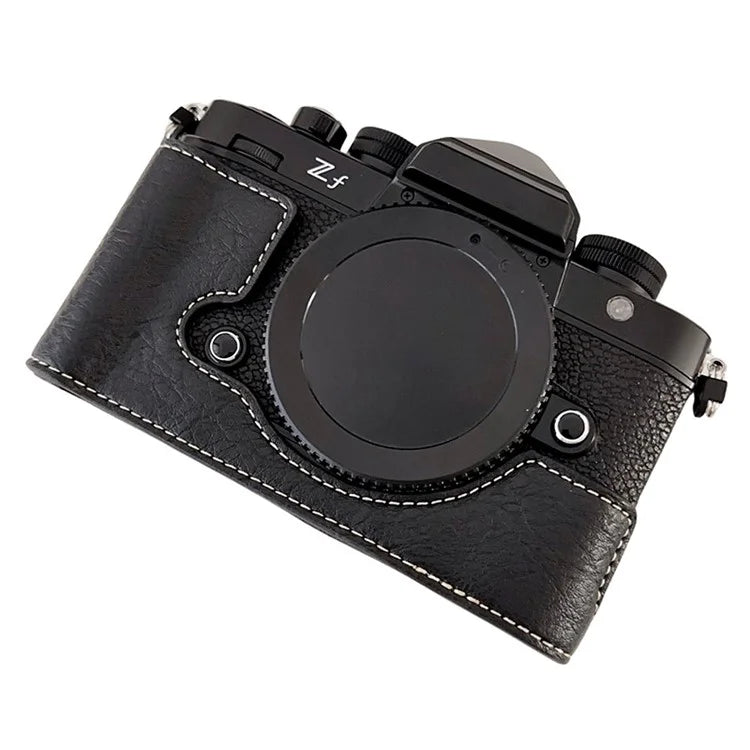 Camera Cover for Nikon Zf Half Body Buffalo Texture PU Leather Bottom Case