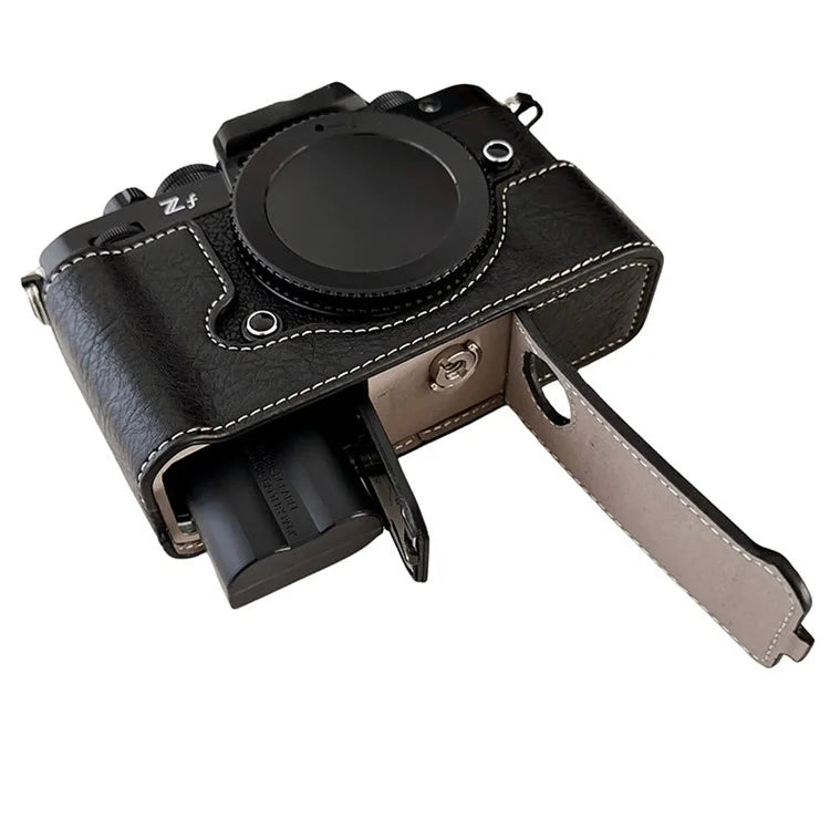 Camera Cover for Nikon Zf Half Body Buffalo Texture PU Leather Bottom Case