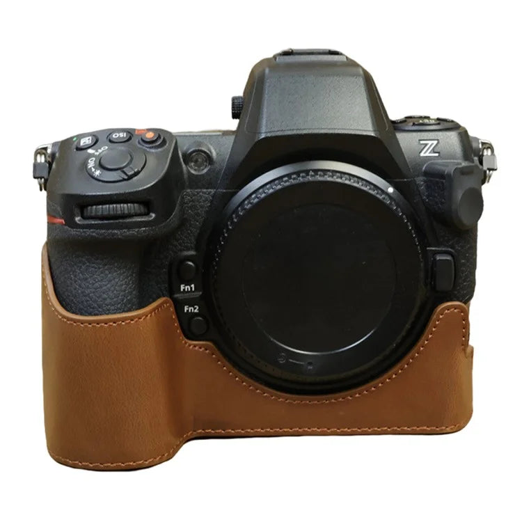 For Nikon Z8 PU Leather Bottom Case Anti-scratch Half Body Camera Cover with Battery Opening