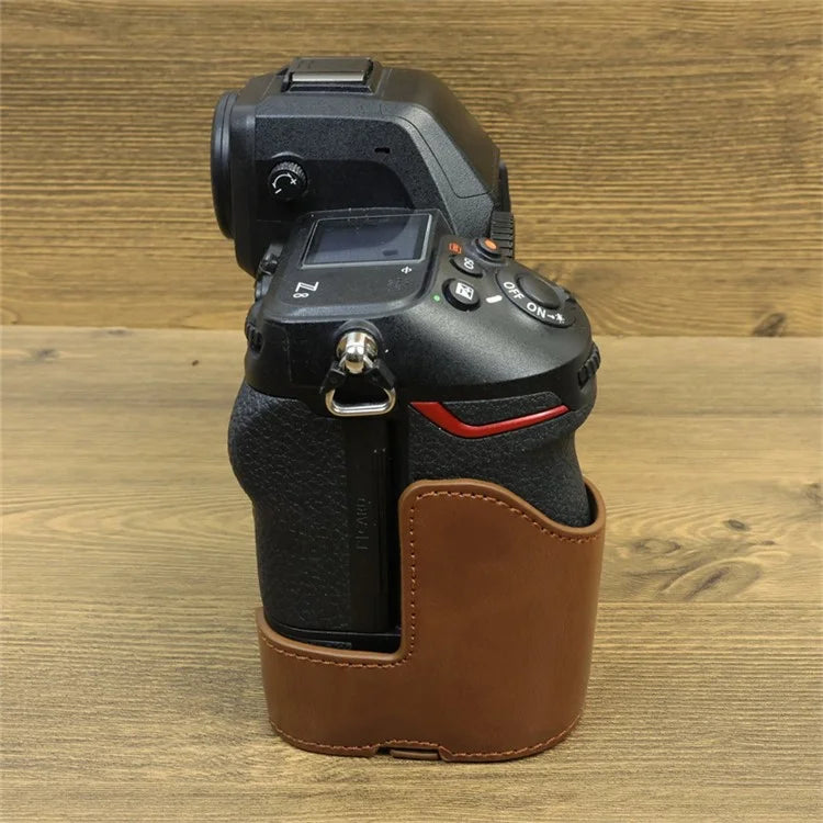 For Nikon Z8 PU Leather Bottom Case Anti-scratch Half Body Camera Cover with Battery Opening