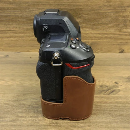 For Nikon Z8 PU Leather Bottom Case Anti-scratch Half Body Camera Cover with Battery Opening