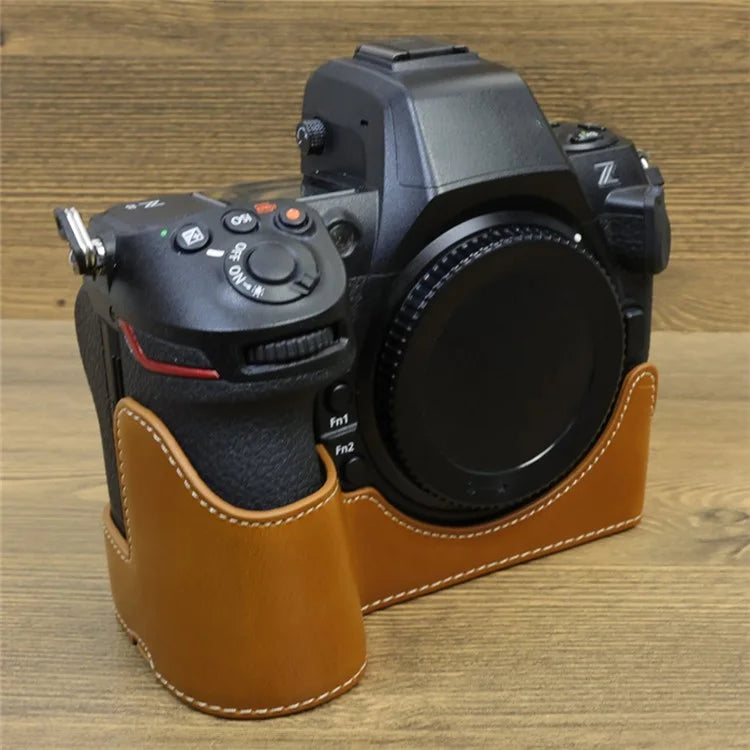 For Nikon Z8 PU Leather Bottom Case Anti-scratch Half Body Camera Cover with Battery Opening