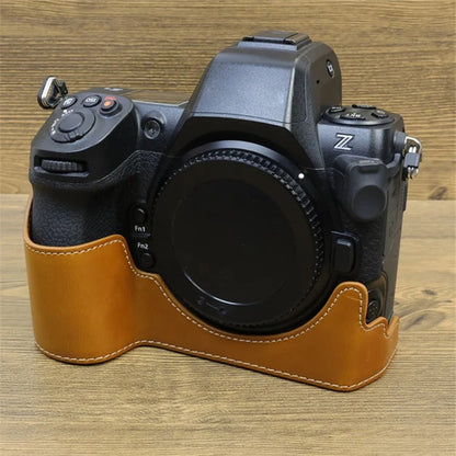 For Nikon Z8 PU Leather Bottom Case Anti-scratch Half Body Camera Cover with Battery Opening