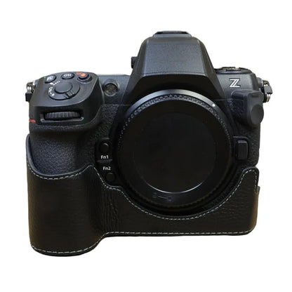 For Nikon Z8 Genuine Cow Leather Bottom Case Half Body Camera Cover with Battery Opening