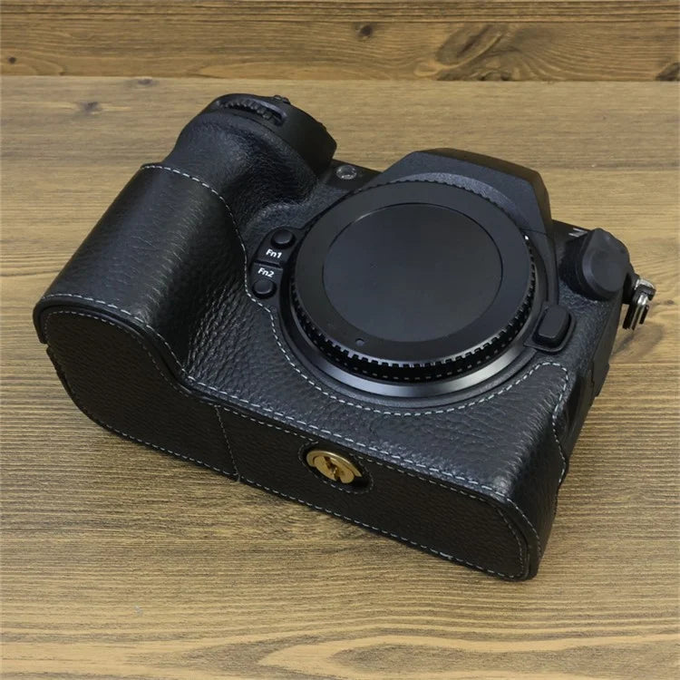 For Nikon Z8 Genuine Cow Leather Bottom Case Half Body Camera Cover with Battery Opening