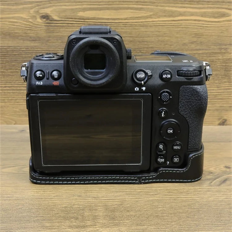 For Nikon Z8 Genuine Cow Leather Bottom Case Half Body Camera Cover with Battery Opening