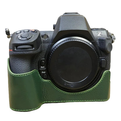 For Nikon Z8 Genuine Cow Leather Bottom Case Half Body Camera Cover with Battery Opening