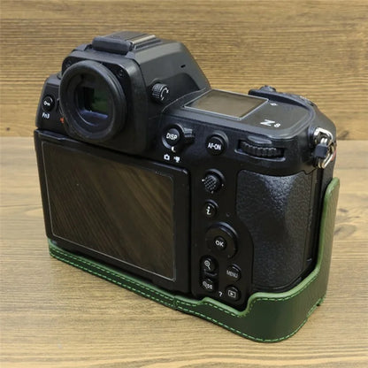 For Nikon Z8 Genuine Cow Leather Bottom Case Half Body Camera Cover with Battery Opening
