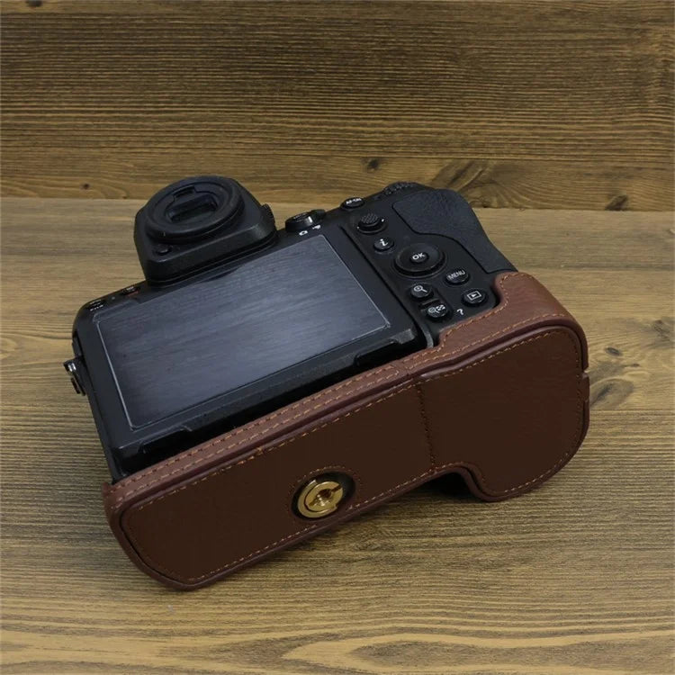 For Nikon Z8 Genuine Cow Leather Bottom Case Half Body Camera Cover with Battery Opening