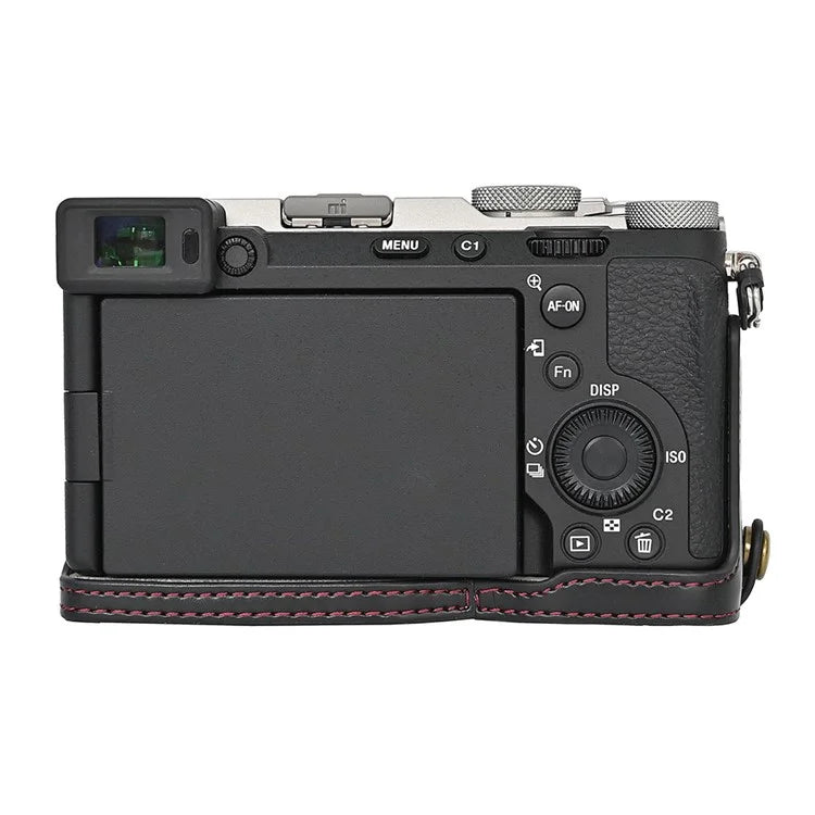 For Sony A7C II Detachable Camera Bag PU Leather Battery Opening Case with Lens Bag