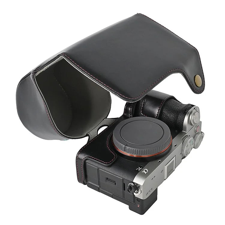 For Sony A7C II Detachable Camera Bag PU Leather Battery Opening Case with Lens Bag