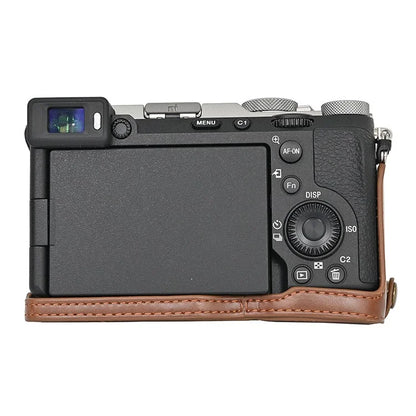 For Sony A7C II Detachable Camera Bag PU Leather Battery Opening Case with Lens Bag