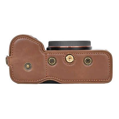 For Sony A7C II Detachable Camera Bag PU Leather Battery Opening Case with Lens Bag