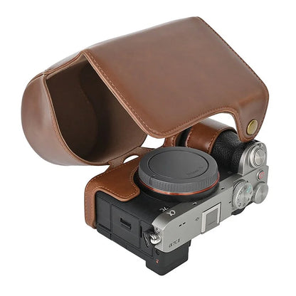 For Sony A7C II Detachable Camera Bag PU Leather Battery Opening Case with Lens Bag