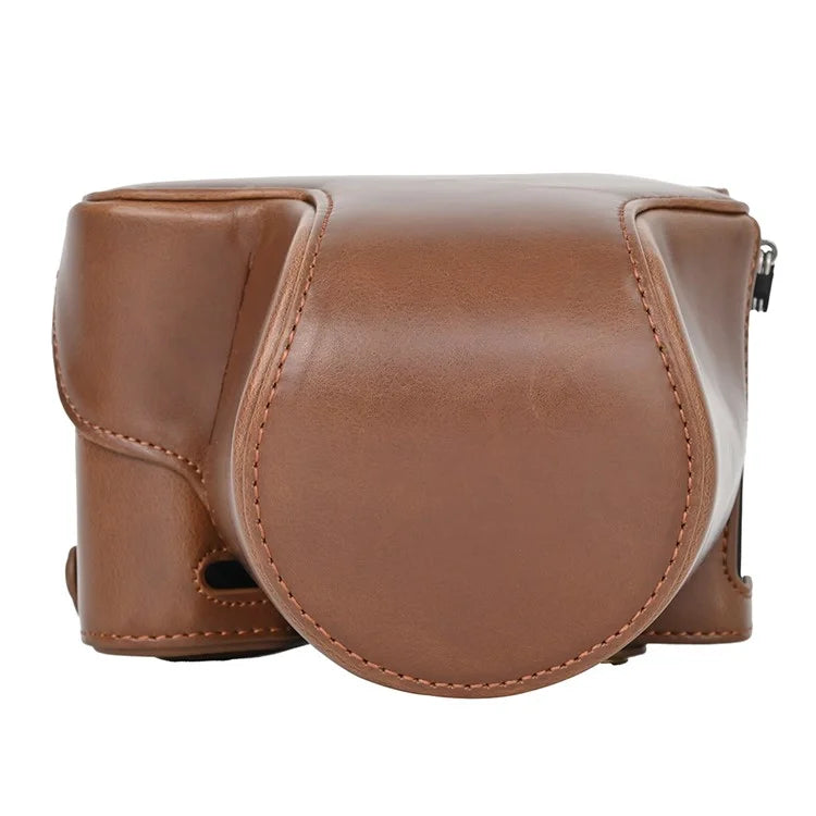 For Sony A7C II Detachable Camera Bag PU Leather Battery Opening Case with Lens Bag