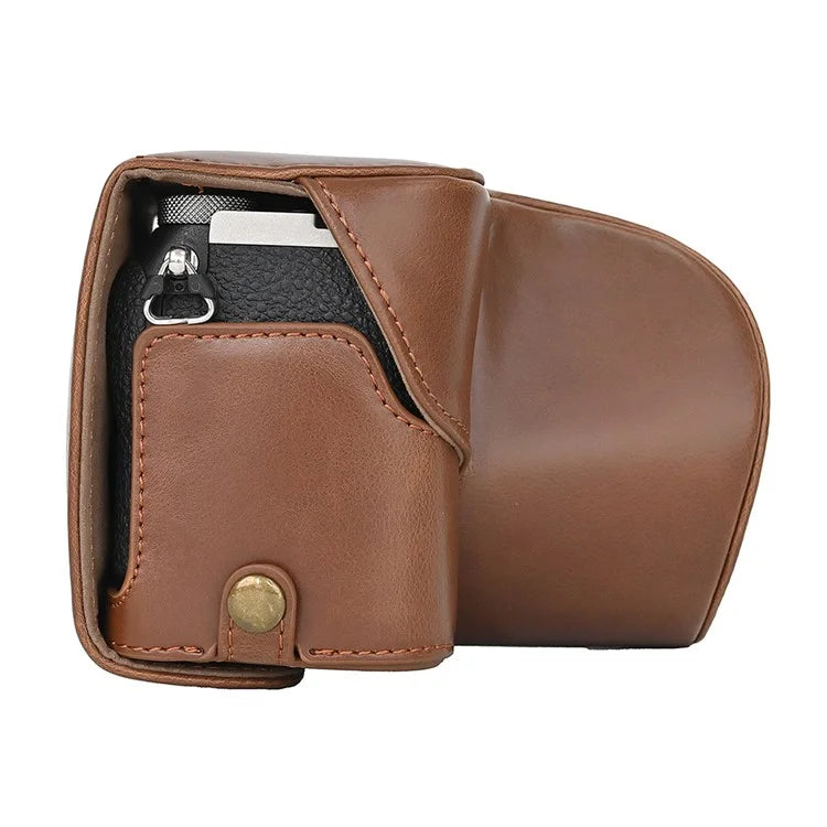 For Sony A7C II Detachable Camera Bag PU Leather Battery Opening Case with Lens Bag