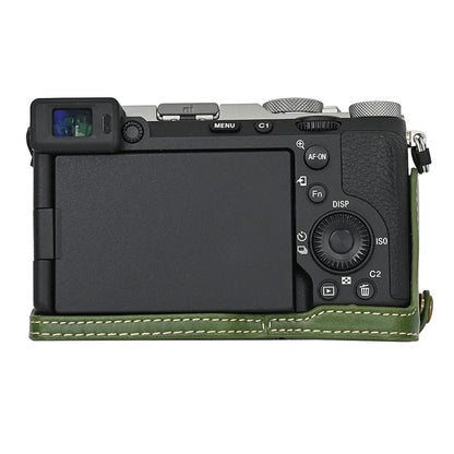 For Sony A7C II Detachable Camera Bag PU Leather Battery Opening Case with Lens Bag