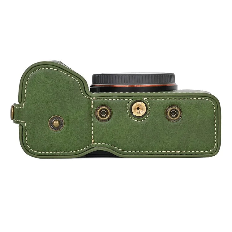 For Sony A7C II Detachable Camera Bag PU Leather Battery Opening Case with Lens Bag
