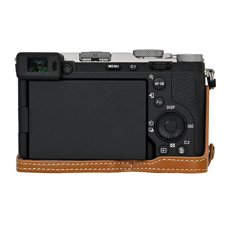 For Sony A7C II Detachable Camera Bag PU Leather Battery Opening Case with Lens Bag