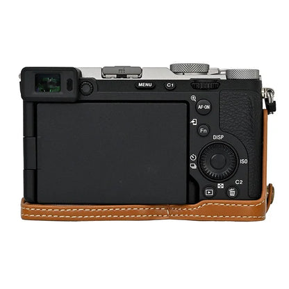 For Sony A7C II Detachable Camera Bag PU Leather Battery Opening Case with Lens Bag