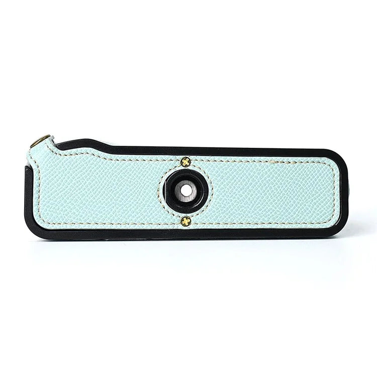 For Fuji X100V Battery Opening Design Palm Texture PU Leather Camera Case Half Body Bottom Case with Wrist Strap