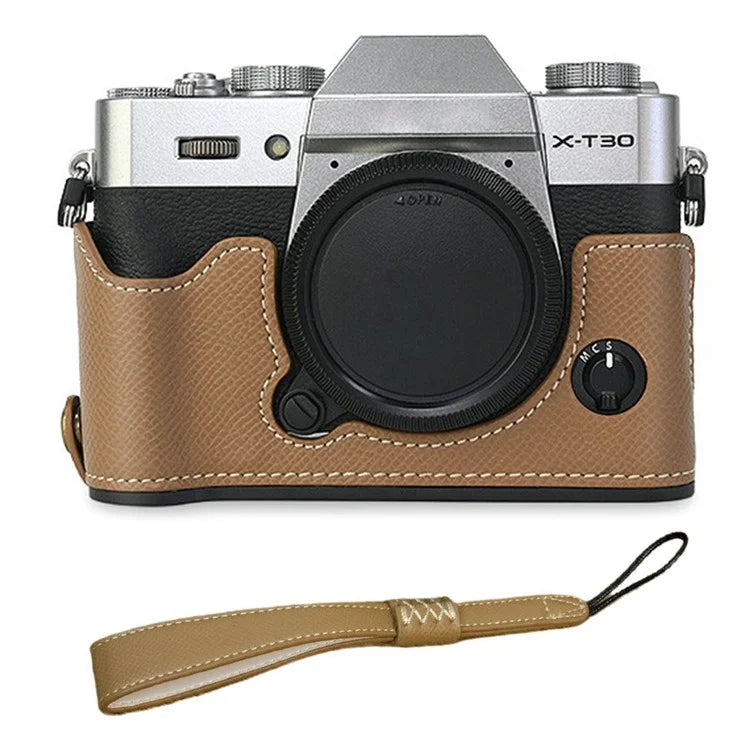 For Fujifilm XT10 / XT20 / XT30 / XT30 II PU Leather Camera Case Bottom Half-Body Protective Case with Hand Grip