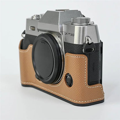 For Fujifilm XT10 / XT20 / XT30 / XT30 II PU Leather Camera Case Bottom Half-Body Protective Case with Hand Grip