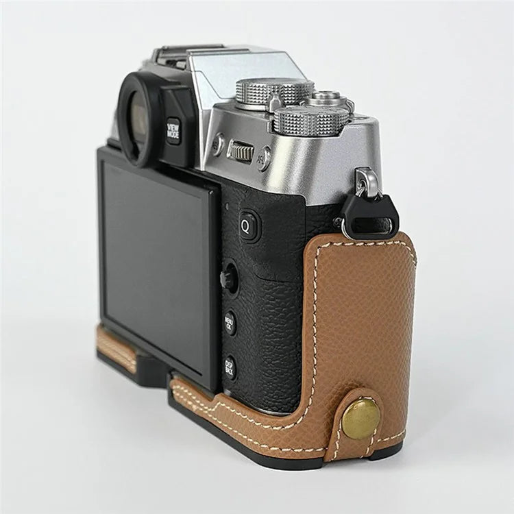 For Fujifilm XT10 / XT20 / XT30 / XT30 II PU Leather Camera Case Bottom Half-Body Protective Case with Hand Grip
