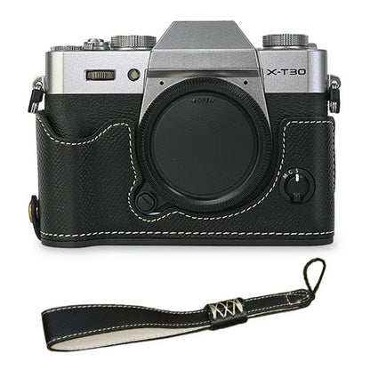 For Fujifilm XT10 / XT20 / XT30 / XT30 II PU Leather Camera Case Bottom Half-Body Protective Case with Hand Grip