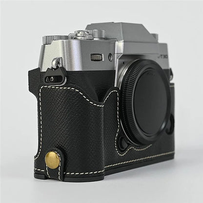 For Fujifilm XT10 / XT20 / XT30 / XT30 II PU Leather Camera Case Bottom Half-Body Protective Case with Hand Grip