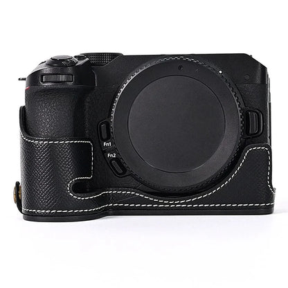For Nikon Z30 / Z50 Battery Opening Design PU Leather Camera Cover Palm Texture Half Body Bottom Case with Wrist Strap