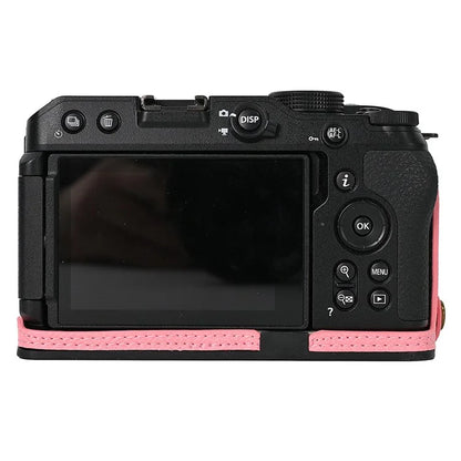 For Nikon Z30 / Z50 Battery Opening Design PU Leather Camera Cover Palm Texture Half Body Bottom Case with Wrist Strap