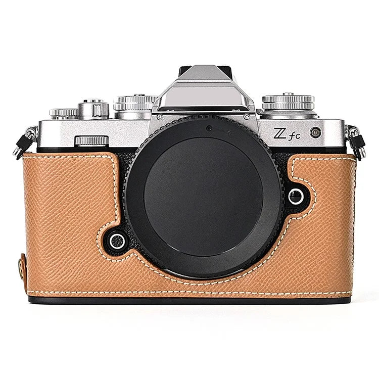 Leather Camera Case For Nikon ZFC Bottom Half-Body Camera Cover Anti-Scratch Protector with Hand Grip
