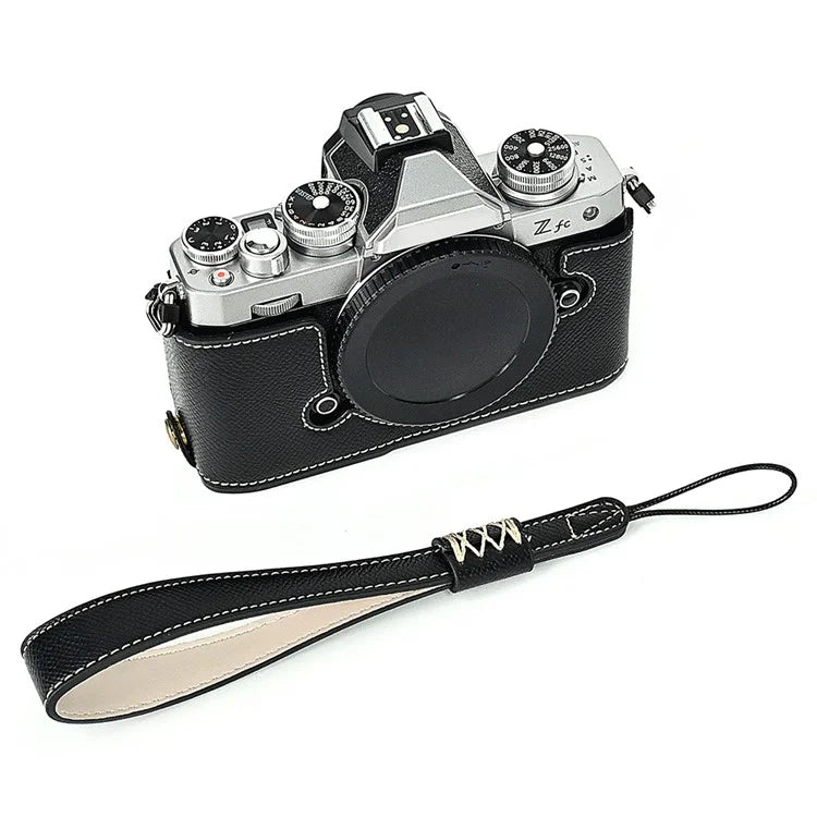 Leather Camera Case For Nikon ZFC Bottom Half-Body Camera Cover Anti-Scratch Protector with Hand Grip
