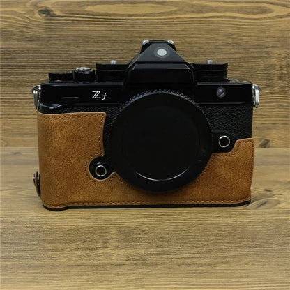 For Nikon ZF PU Leather Camera Bag Battery Opening Anti-drop Protective Case
