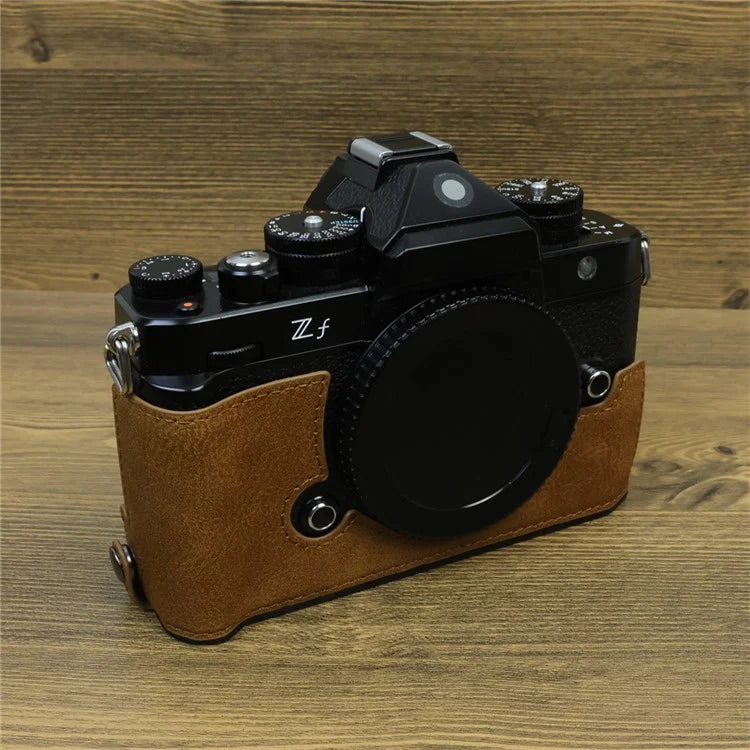 For Nikon ZF PU Leather Camera Bag Battery Opening Anti-drop Protective Case