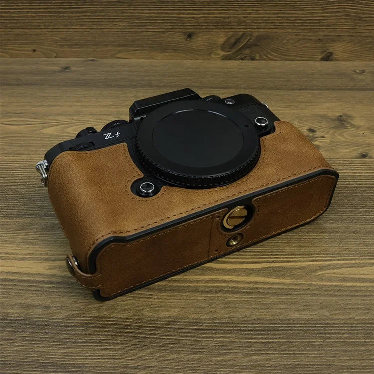 For Nikon ZF PU Leather Camera Bag Battery Opening Anti-drop Protective Case