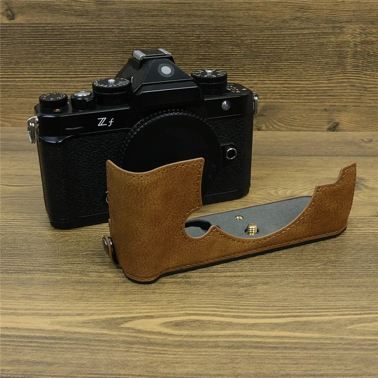 For Nikon ZF PU Leather Camera Bag Battery Opening Anti-drop Protective Case
