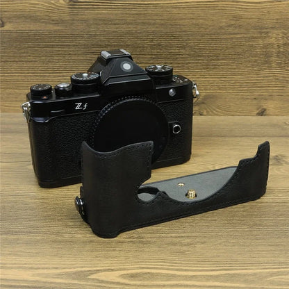 For Nikon ZF PU Leather Camera Bag Battery Opening Anti-drop Protective Case