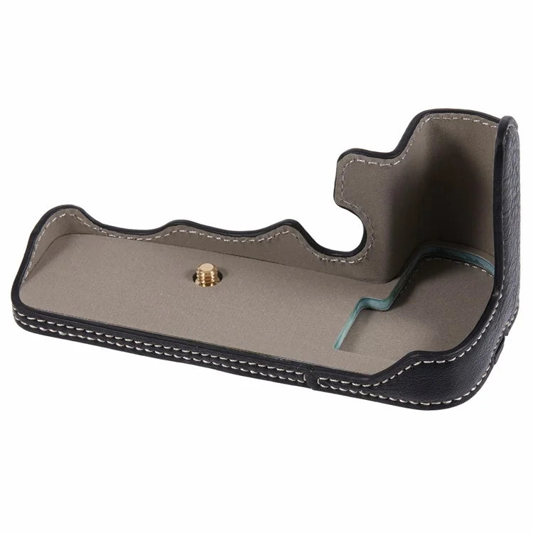 For Canon R5 / R6 / R6 Mark II Protective PU Leather Half Camera Case Bottom Half-Body Protective Cover