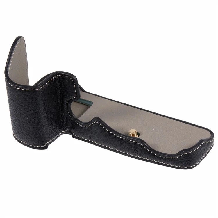 For Canon R5 / R6 / R6 Mark II Protective PU Leather Half Camera Case Bottom Half-Body Protective Cover