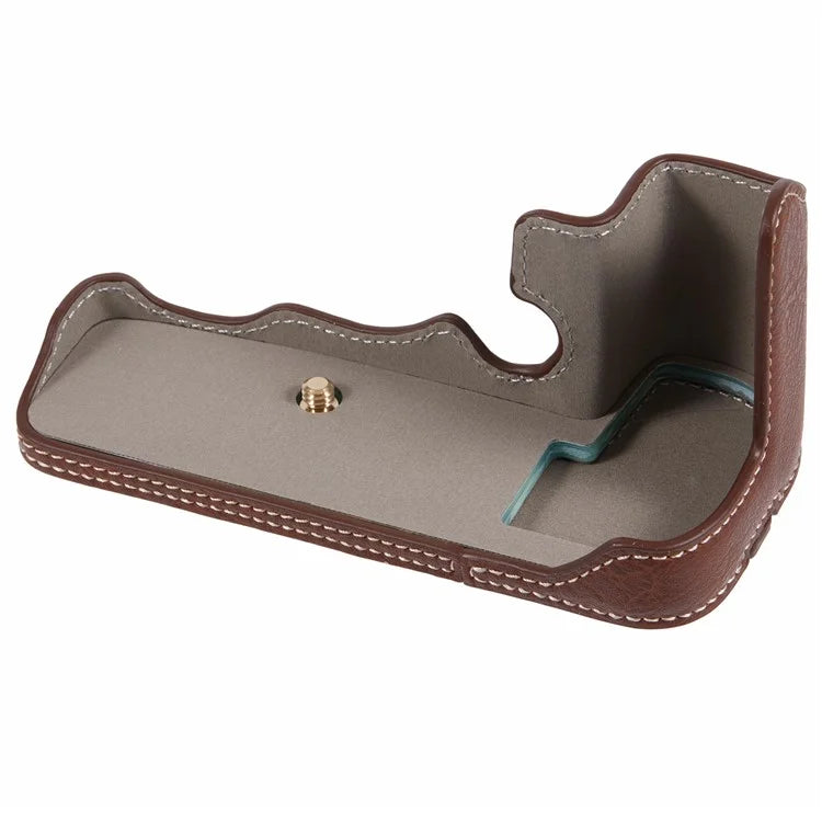 For Canon R5 / R6 / R6 Mark II Protective PU Leather Half Camera Case Bottom Half-Body Protective Cover