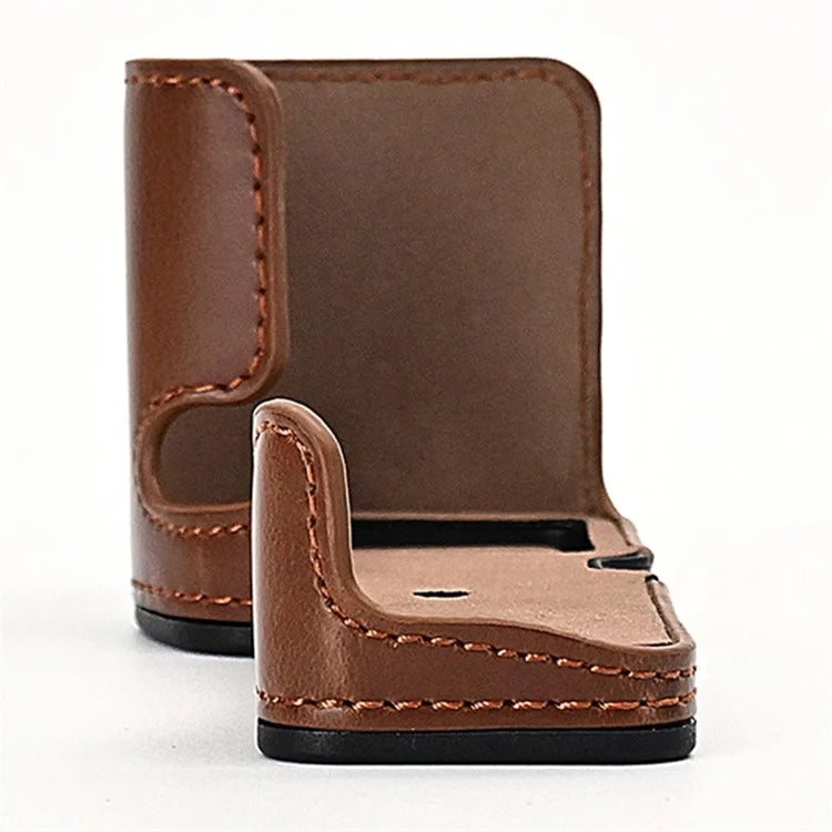 For Sony ZV-E10 Battery Opening Design PU Leather Camera Cover Half Body Bottom Case with Wrist Strap