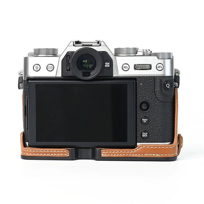 For Fuji XT10 / XT20 / XT30 / XT30 II Leather Camera Case Bottom Half-Body Camera Protective Cover with Strap