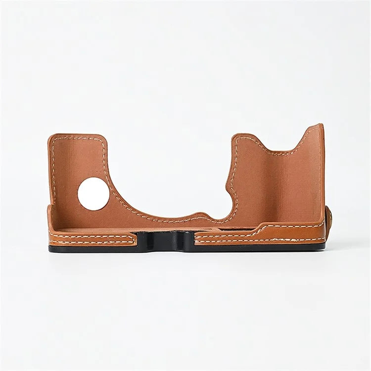 For Fuji XT10 / XT20 / XT30 / XT30 II Leather Camera Case Bottom Half-Body Camera Protective Cover with Strap