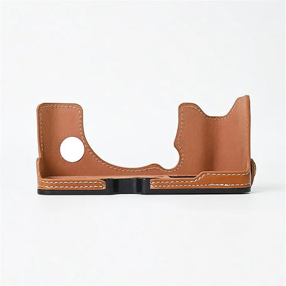 For Fuji XT10 / XT20 / XT30 / XT30 II Leather Camera Case Bottom Half-Body Camera Protective Cover with Strap